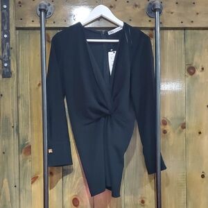 Zara Black Long Sleeve Top Dressy Classy NWT Evening Career Formal Luxury